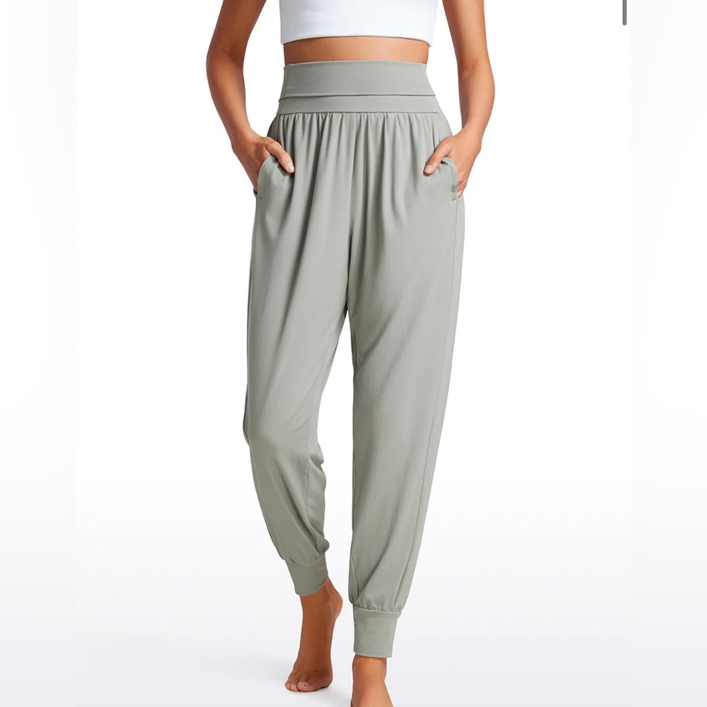 Brushed High Rise Harem Joggers Pants with Pockets 27''
